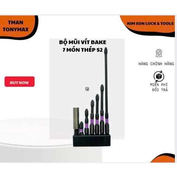 Bộ mũi vít 7 cây đầu bake dùng máy bắn vít SNZO