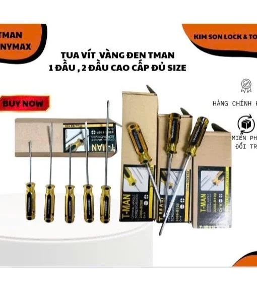 Tua vít, tô vít 1 đầu, 2 đầu cán vàng đen CAO CẤP thương hiệu T Man chính hãng