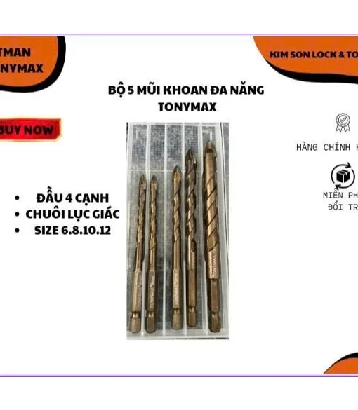 Bộ mũi khoan đa năng 4 cạnh chuôi lục giác thương hiệu Tonymax cao cấp chính hãng