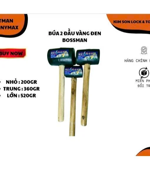 Búa cao su đen cán gỗ đủ size thương hiệu Bossman chính hãng